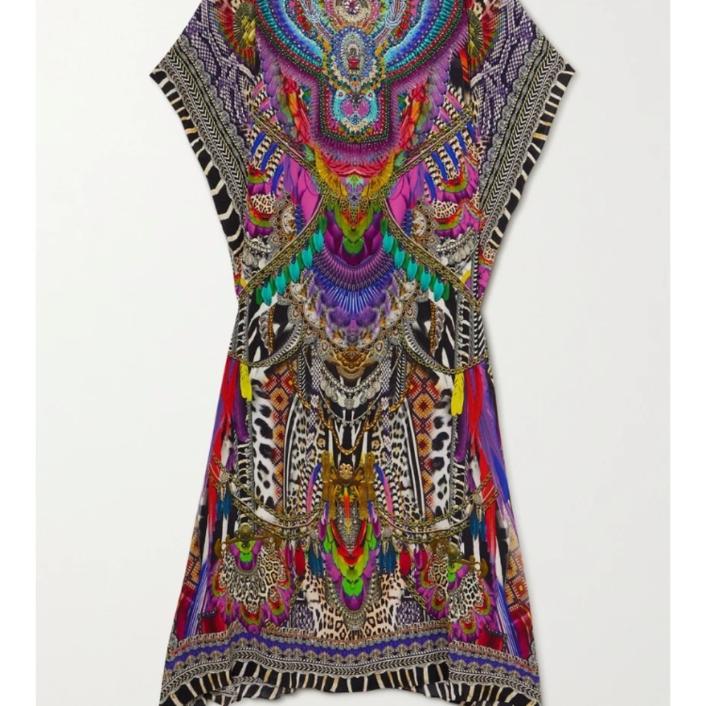 CAMILA Silk and georgette caftan printed with crystals - Picture 4 of 5